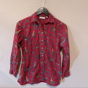 Vintage plaid button up outdoorsy fishing motif